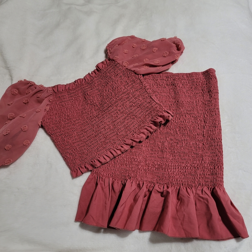 Pink‎ Smocked Two-Piece Set Sz 6 Skirt Top